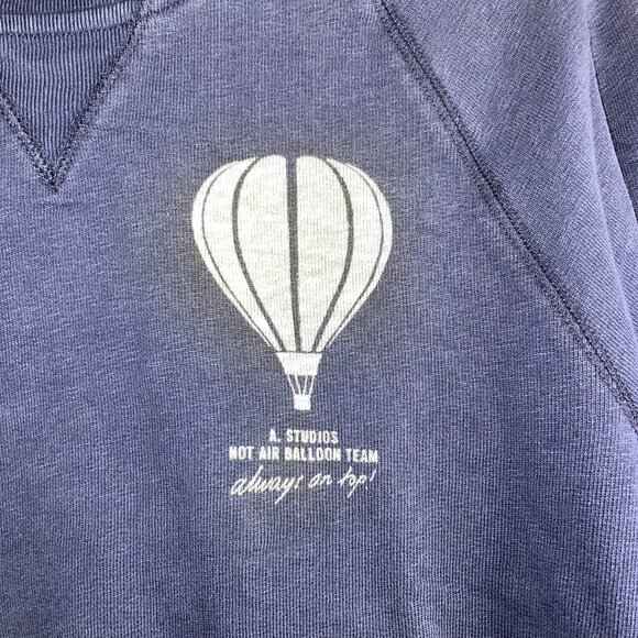 Acne Studios Vintage Mens Sweatshirt Size XS Blue Hot Air Balloon Pure Cotton - Picture 4 of 9